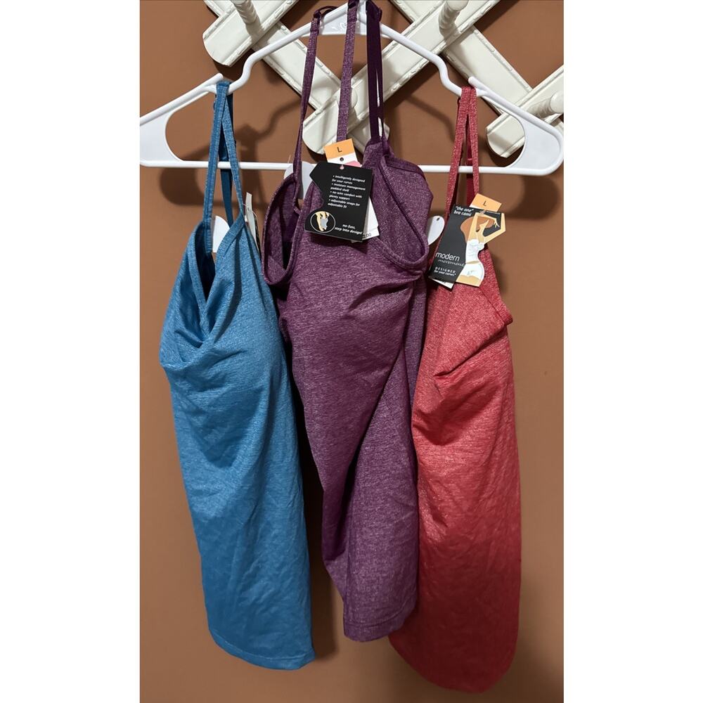 NWT (3) Pack Modern Movement Cami Bras LARGE *Purple*Blue*Red~~MSRP $32 Each